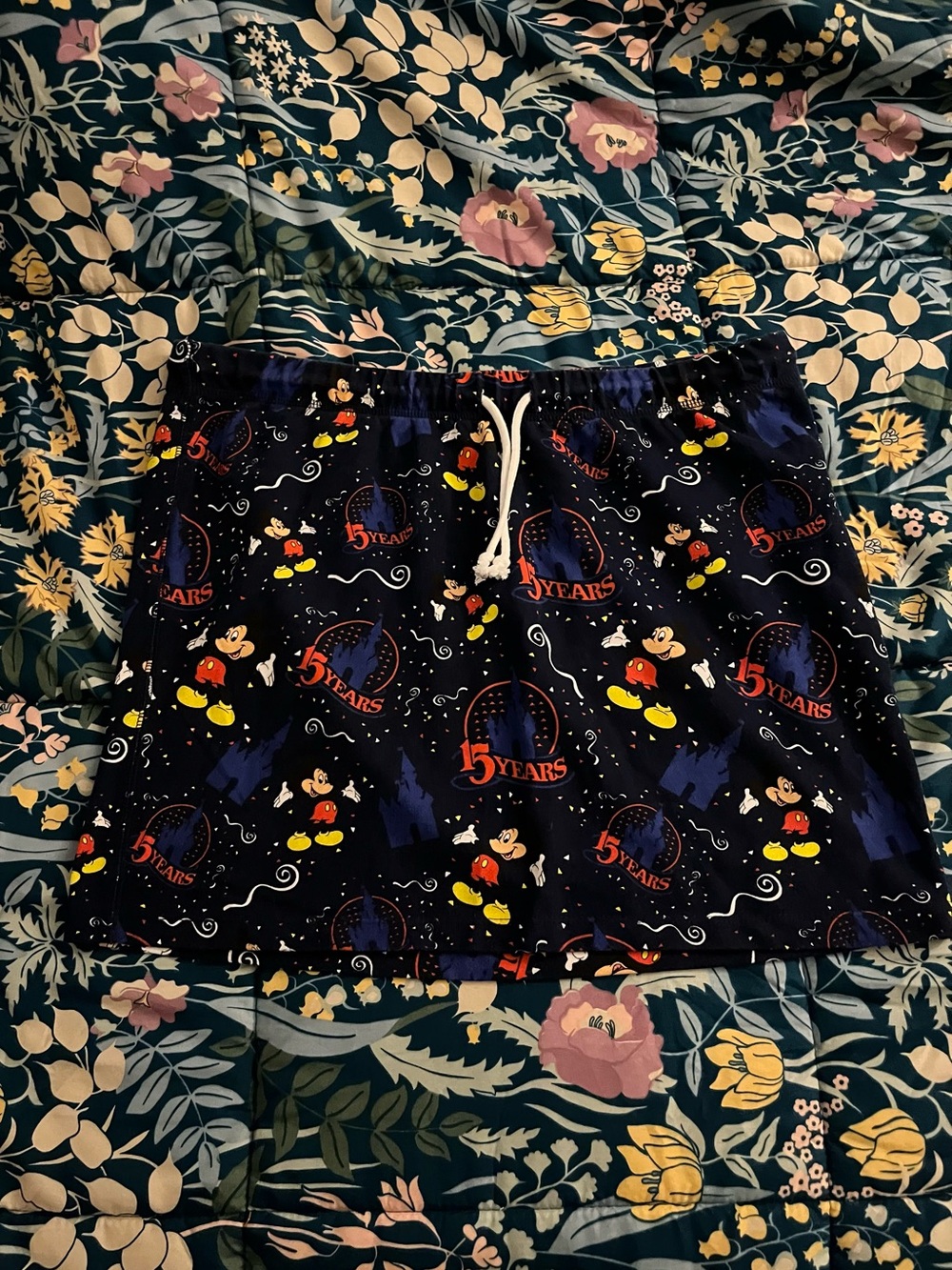 Disney Navy Blue Mini Skirt with Mickey Mouse 50 Years Anniversary Print Size XL